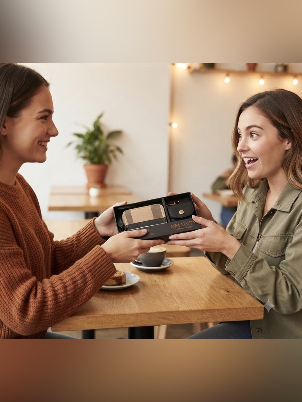 Deluxity Wallet and Keychain Set - Black and Tan